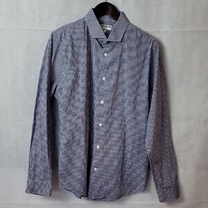 Express Navy and White Checkered Button Down Shirt